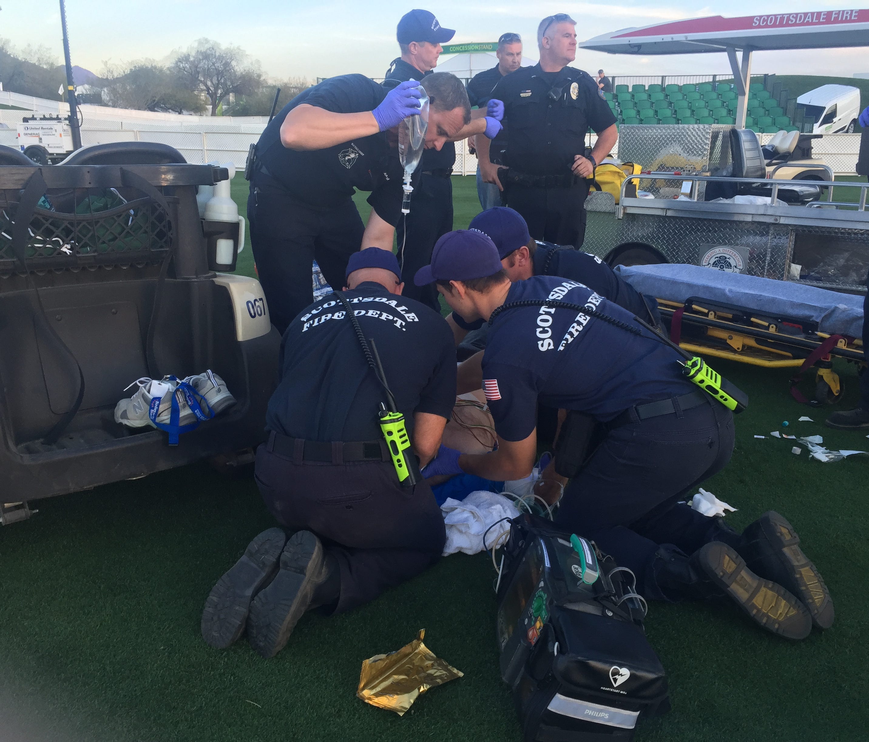 The Scottsdale Fire Department responded to the driving range at the Waste Management Phoenix Open on Jan. 30, 2018.