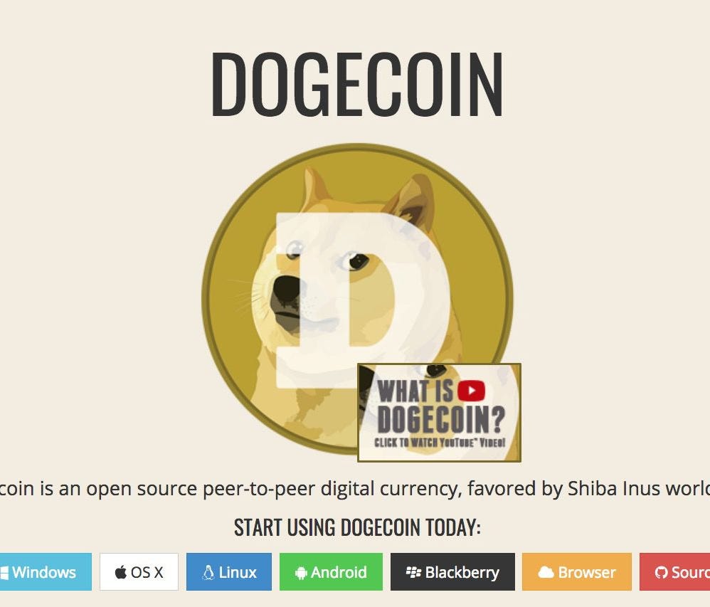 A screengrab from the dogecoin.com website. One of the Dogecoin founders told a cryptocurrency news site that the token's rise makes him worry about market excess.