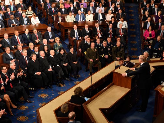 President Trump speaks before a joint session of Congress
