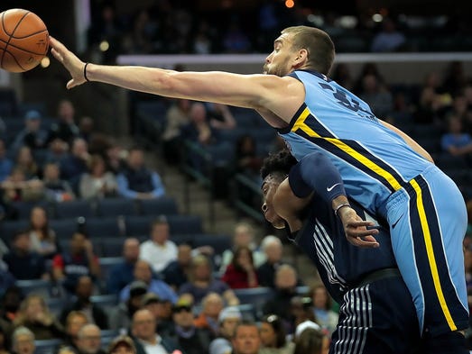 Memphis Grizzlies center Marc Gasol (33) winds up in