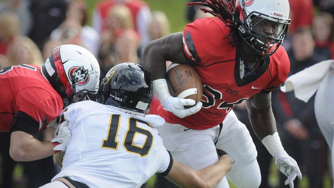 St. Cloud State running back Ledell White carries the ball during a game in 2014. He is now hoping for a shot at catching on with an NFL team.