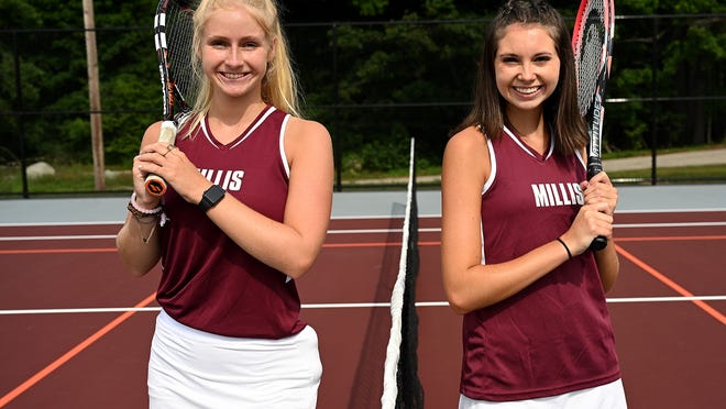 Millis tennis players Autumn O'Connell (left) and Maddie Donovan. both were named captains for the 2021 season.