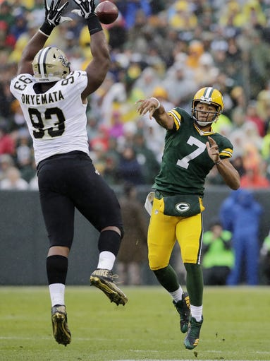 Green Bay Packers quarterback Brett Hundley (7) has