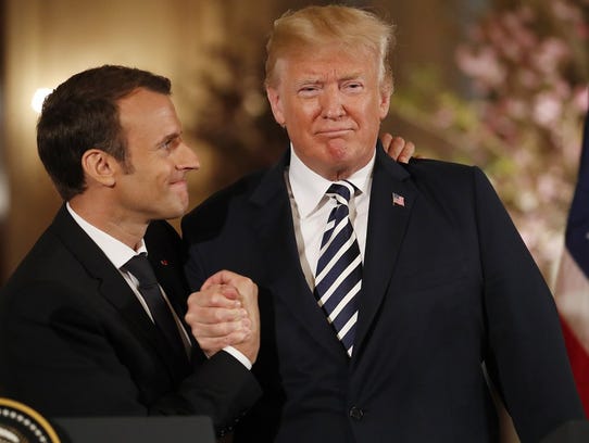 With French President Emmanuel Macron, President Trump