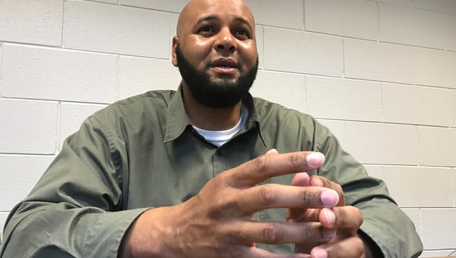 Former MSU defensive lineman (1999) Hubert 'Boo Boo" Thompson talks June 6 during an interview inside Elgin Mental Health Center in suburban Chicago. Thompson is being held in the hospital for the 2007 murder of neighbor James A. Malone.