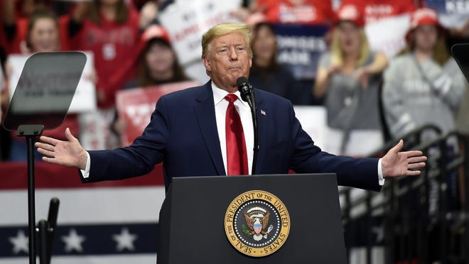 President Donald Trump speaks during a campaign rally in Charlotte, N.C., Monday, March 2, 2020.