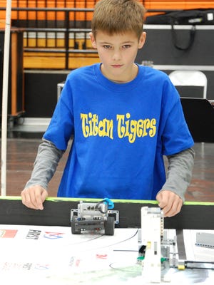 Hunter Campbell, of the East Picacho Elementary Titan Tigers, participates in the First Lego League qualifier, which took place Nov. 19, in Las Cruces.