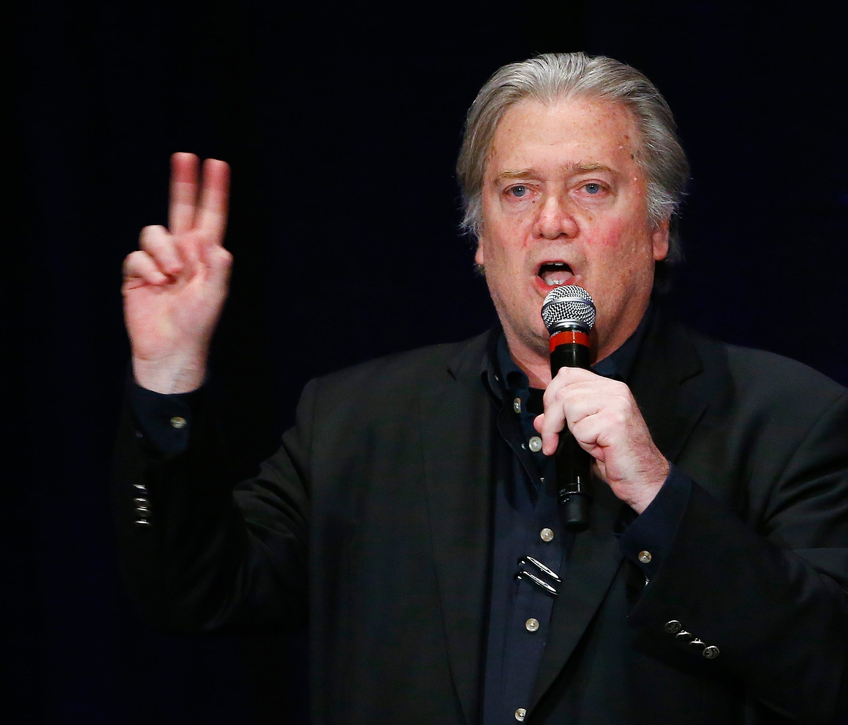 In this Oct. 17, 2017, file photo Steve Bannon, former strategist for President Donald Trump, speaks at a campaign rally in Arizona.
