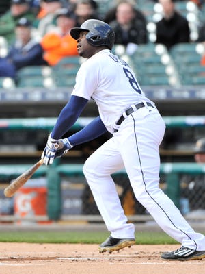 Justin Upton watches his long home run in the first inning Tuesday.