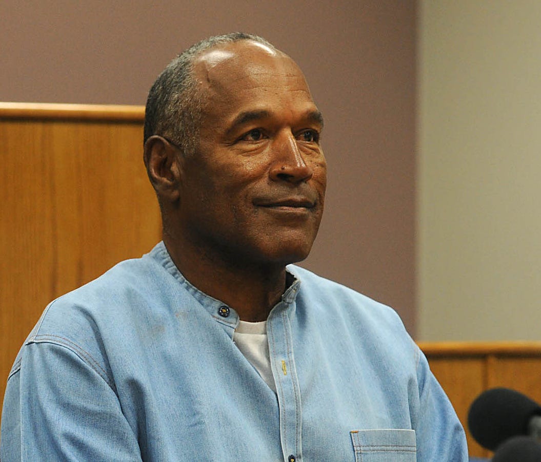 O.J. Simpson appears for his parole hearing from the Lovelock Correctional Center on Thursday.