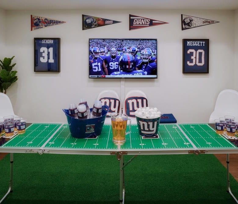The NFL House has a recreation room.