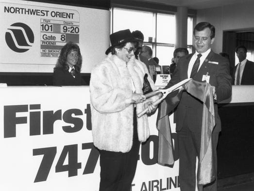 Northwest's first Boeing 747-400 revenue passenger