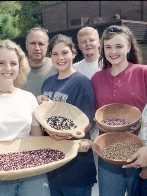 West High School Ecology class, from left, student Katy Oss, parent volunteer John Cokyndall, students Vikki Roche, Jackie Painter, Renee Gibson, and Cami Almeida in October 1995.