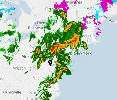 The USA TODAY Weather map shows a storm system pushing across the East Coast on Tuesday, Jan. 23, 2018.