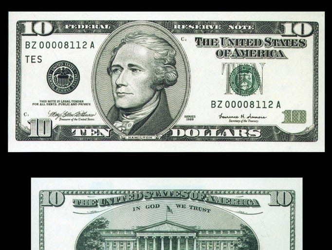 How $10 dollar bill has changed through the years