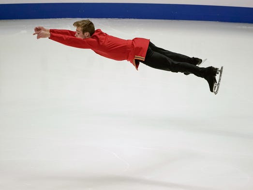 Aleksei Krasnozhon gets some air in the men's short