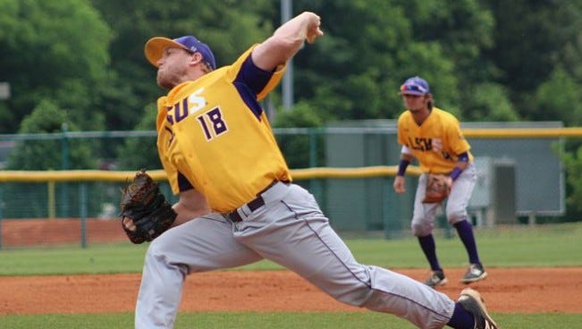 LSUS'  Kevin Williams throws a pitch during Wednesday's game.