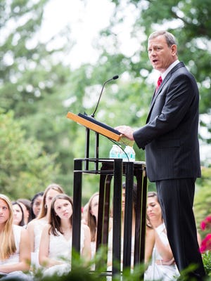 Chief Justice John Roberts delivered the commencement address this month at his daughter's all-girls high school in Bethesda, Md.