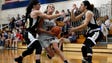 Old Tappan's Noelle Gonzalez #3 drives to the basket