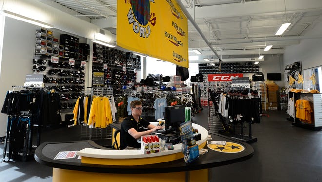 The hockey merchandise store at the Ford Ice Center in Antioch.  The Nashville Predators are exploring another community outpost in Bellevue.