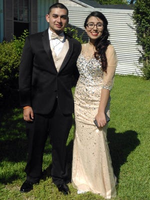 Eddie Herrera and Jacqueline Gomez on prom day in May.