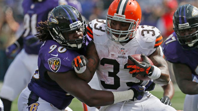 Running back Trent Richardson rushed for 58 yards on 18 carries in Week 2 against the Baltimore Ravens.