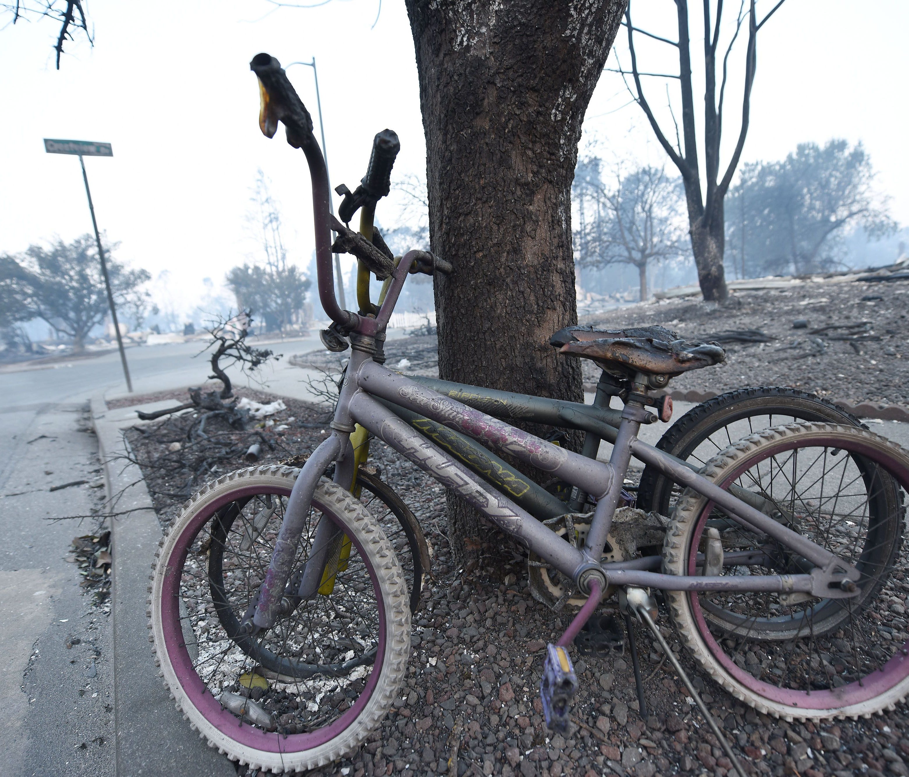 Bicycles destroyed by wildfires are seen in Santa Rosa, Calif., on Oct. 11, 2017.