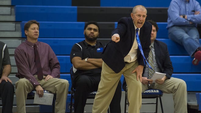 Resurrection Christian head coach Bruce Dick reacts during a game against Valley High School on Tuesday.