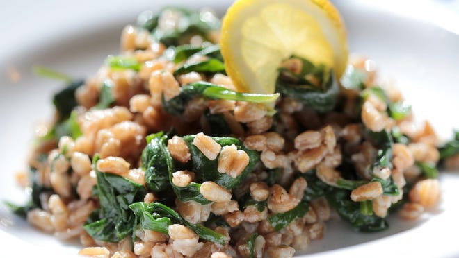Toasted Farro with Spinach and Tahini.