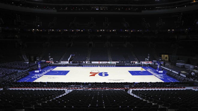 The Wells Fargo Center is empty after the Sixers&rsquo; most recent game against the Pistons on March 11.