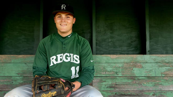 Senior Blake Minten is an all-state player in football, basketball and baseball. Photographed on the baseball field at Regis High School in Stayton, Ore., on Thursday, April 2, 2015.