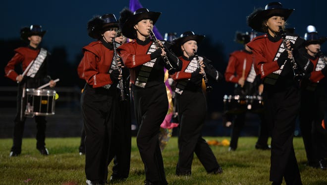 The Richmond High School marching band competes in July in the Archway Classic Marching Band Contest in Centerville.