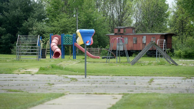 Photos by Joshua Smith/Palladium-Item
The playground and old train caboose at the former Highland Heights Elementary School in Richmond.
The playground and old train caboose at the former Highland Heights Elementary School Thursday, May 12, 2016 in Richmond.