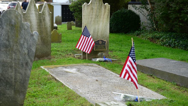 The Delaware Society, Sons of the American Revolution, Caesar Rodney Chapter held a Patriot grave marking and memorial service for local Revolutionary War patriots on Saturday, Nov. 4, 2017 at the Lewes Presbyterian Cemetery in Lewes, Del.