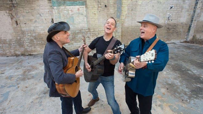 The Three Davids are, from left, David LaMotte, David Wilcox and David Holt.