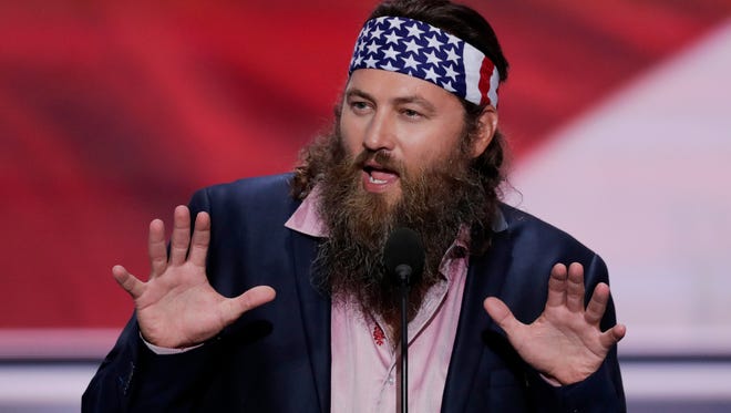 Willie Robertson, CEO of Duck Commander and Buck Commander speaks during the opening day of the Republican National Convention in Cleveland, Monday, July 18, 2016. (AP Photo/J. Scott Applewhite)