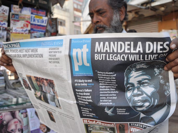 Front pages mark Mandela's death