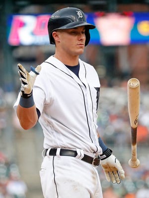 Tigers' James McCann reacts after striking out in the seventh inning on Sunday.