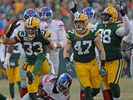 Green Bay Packers strong safety Micah Hyde (33) celebrates