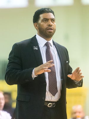 UMES heard coach Fred Batchelor reacts to a call at the William P. Hytche Athletic Center in Princess Anne.