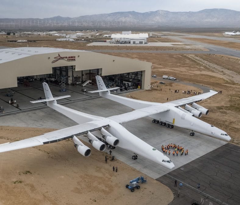 The Stratolaunch aircraft weighs about 500,000 pounds.