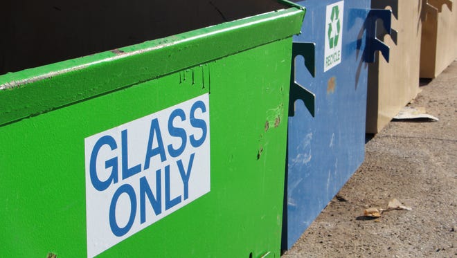 Glass recycling bin at Buffalo Wild Wings.