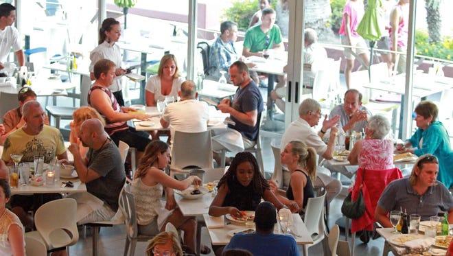 A crowd fills the light and airy dining room at LuLu California Bistro in July 2012.
