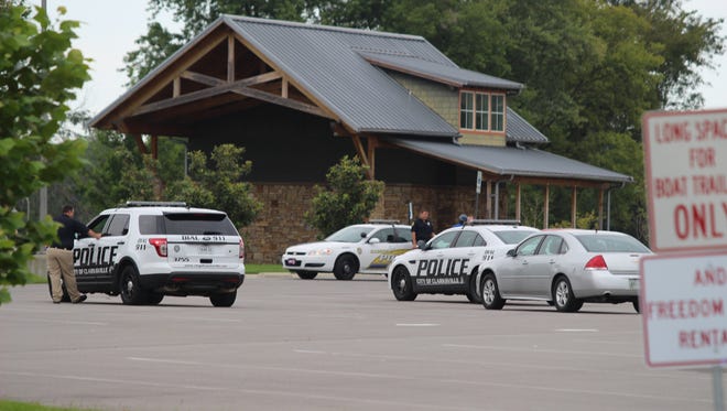Clarksville Police investigate a man's death at Liberty Park on Tuesday.