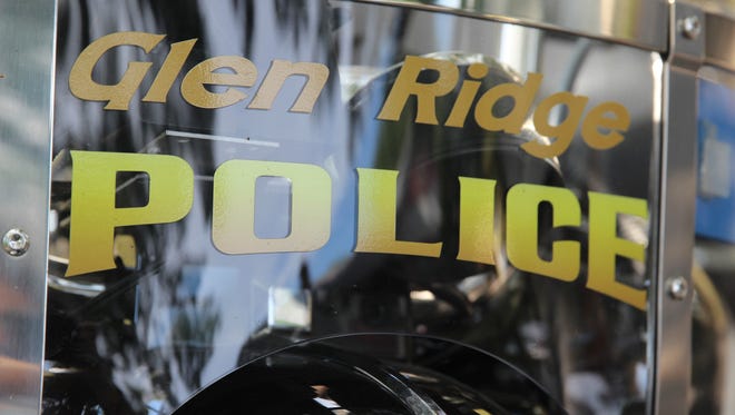 A close-up of a Glen Ridge police motorcycle.