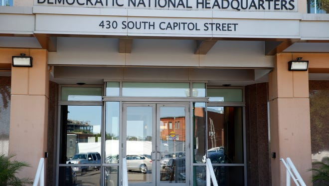 The Democratic National Committee headquarters is seen, Tuesday, June 14, 2016 in Washington. Sophisticated hackers linked to Russian intelligence services broke into the Democratic National Committee's computer networks and gained access to confidential emails, chats and opposition research on presumptive Republican nominee Donald Trump, people familiar with the breach said Tuesday.