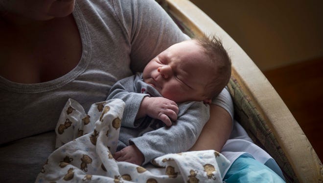First baby born in central Iowa: Sawyer Joseph Garr born 12:34 am, Jan. 1,  2017, 9lb 12.6oz, at Iowa Methodist Medical Center in Des Moines to Sara and Joe Garr of Pleasant Hill. 
