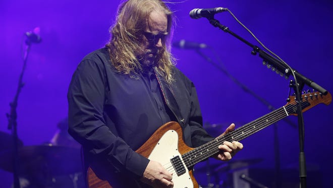 Gov't Mule's Warren Haynes splays guitar as the band performs at the McDowell Mountain Music Festival on March 5, 2017 in Phoenix, Ariz.