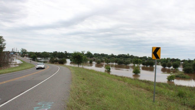 Flood waters are seen in Bunkie on Sunday. The town received about 10 inches of rain within three to four hours, according to the National Weather Service in Lake Charles.
