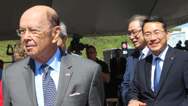 U.S. Commerce Secretary Wilber Ross at the groundbreaking for a 600-employee LG Electronics plant in Clarksville, Tenn., on Aug. 24.